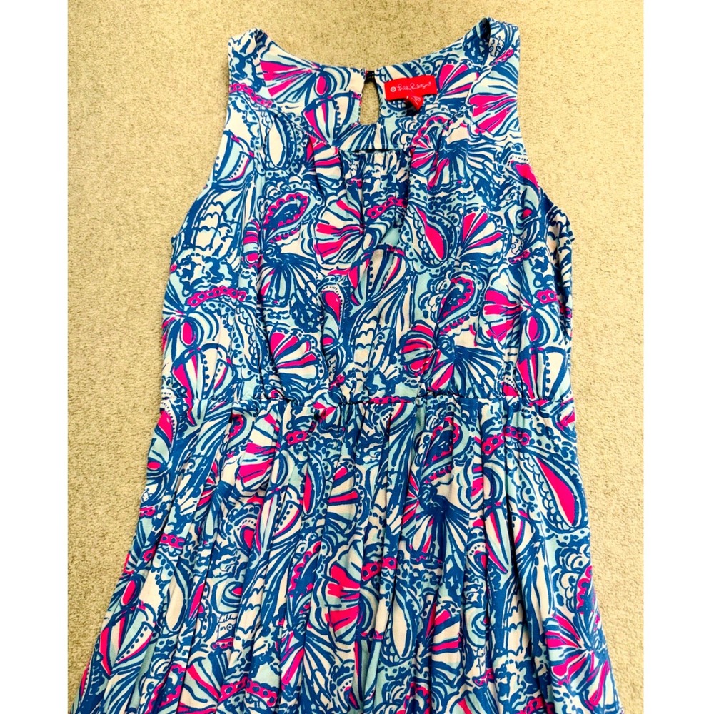 Lilly Pulitzer for Target Girls XL 14/16 My Fans Maxi Dress Blue Pink Rayon